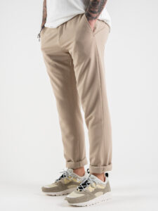 ALEANDRO LA CORTE Pantalone leggero da abito slim fit MILK Beige (4)