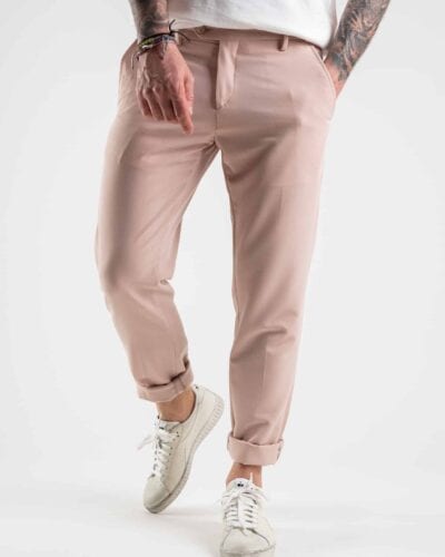 ALEANDRO LA CORTE Pantalone leggero da abito slim fit MILK Rosa 1 Nuovi Arrivi