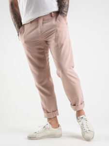 ALEANDRO LA CORTE Pantalone leggero da abito slim fit MILK Rosa (2)
