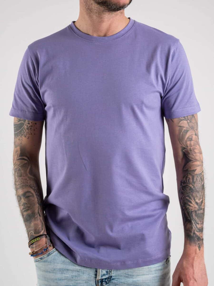 ANDREA DES T-shirt basica tinta unita slim P600 Glicine