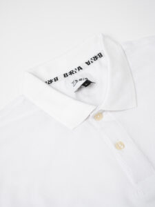 BERNA Polo basica in cotone con cucitura logo 220007 Bianco (2)
