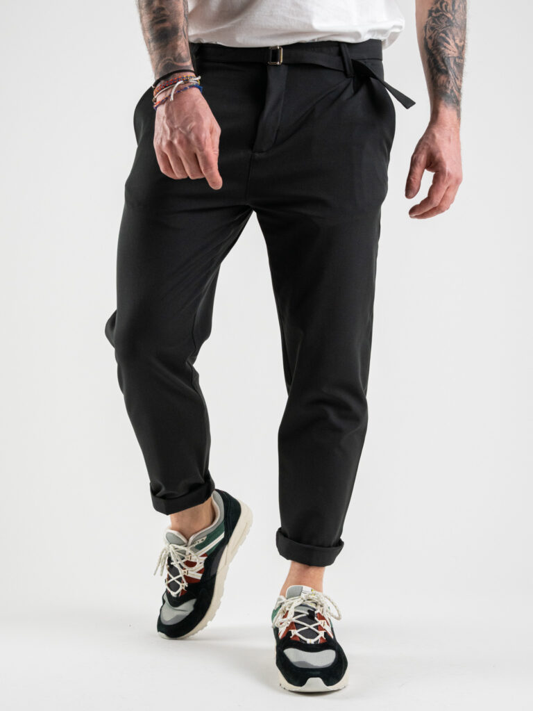 BLACK SUNDAY Pantalone in poliviscosa leggero e morbido con cintura BS2201 Nero 2 BLACK SUNDAY BLACK SUNDAY Pantalone basico con cintura BS/2201 Nero