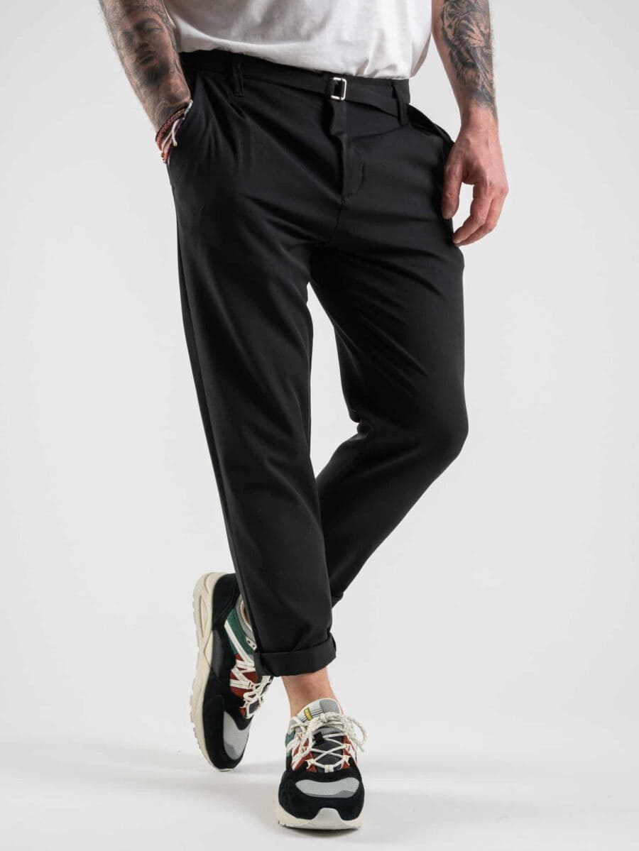 BLACK SUNDAY Pantalone basico con cintura BS/2201 Nero