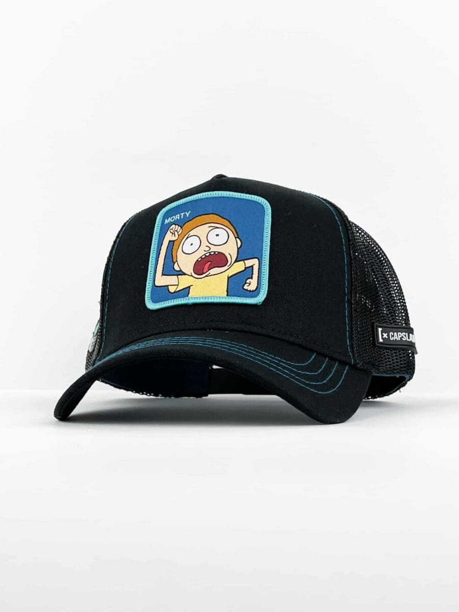 CAPSLAB Cappellino nero Rick and Morty con patch azzurra MORTHY