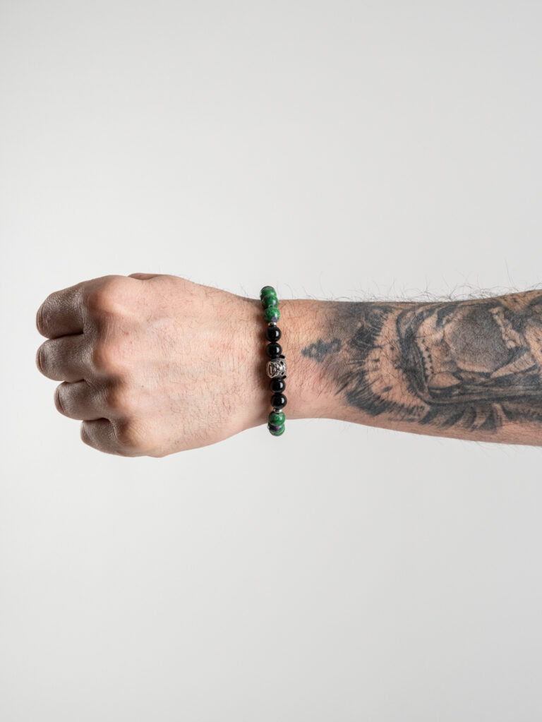 Braccialetto elasticizzato con perline colorate ONICE Nero/Verde - immagine 3