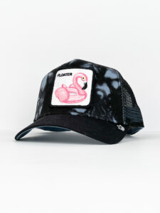 GOORIN BROS Cappellino Tie Dye con patch stampa Fenicottero FLOATER Nero2