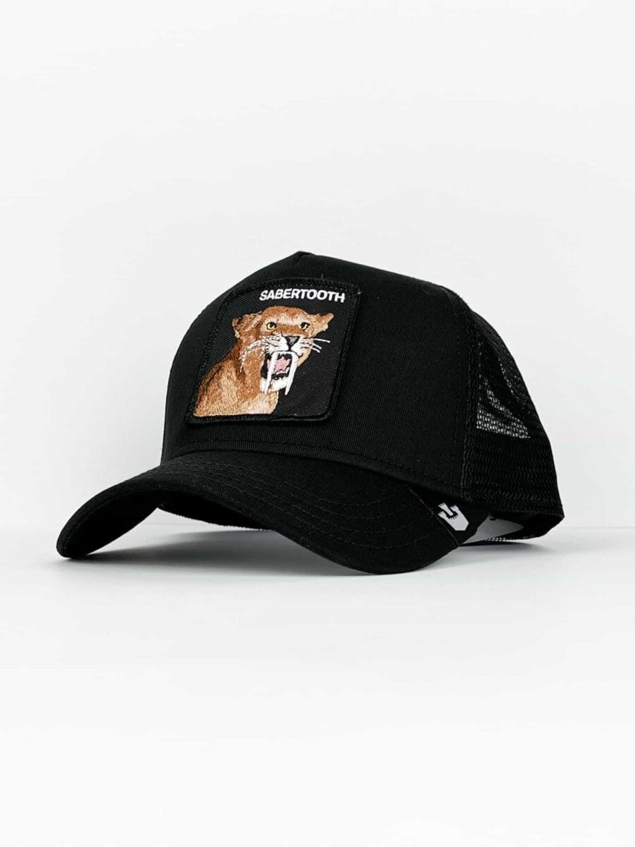GOORIN BROS Cappellino nero con patch nera stampa Tigre dai denti a sciabola SABERTOOTH