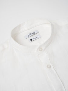 OVER-D Camicia in lino con collo coreana C08 Bianco (7)