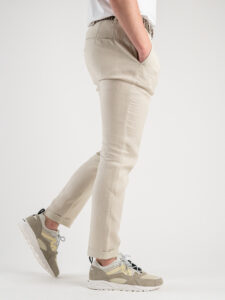 OVER-D Pantalone chinos basico in lino P13 Ecru (2)