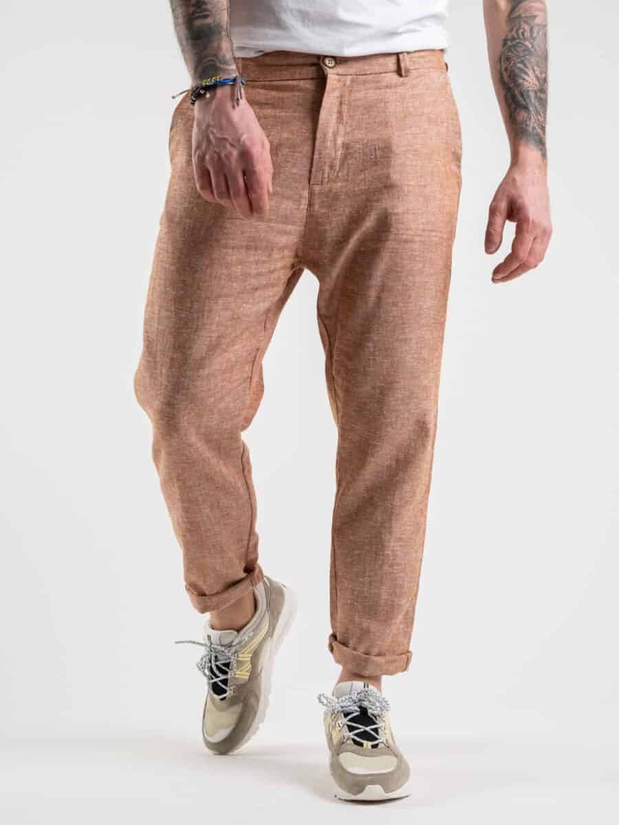 OVER-D Pantalone con elastico in vita P23 Corallo