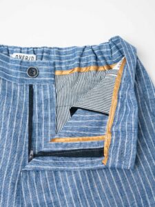OVER-D Pantalone da abito in cotone leggero fantasia rigata P33 Denim (2)