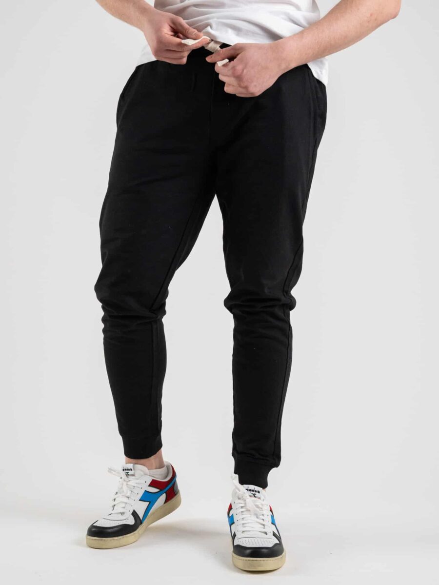 OVER-D Pantalone tuta garzato con polsini P01 Nero