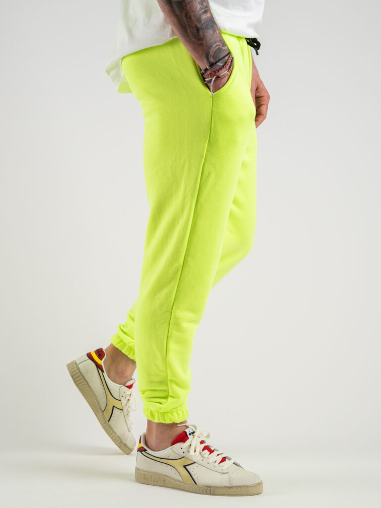 Pantalone tuta garzato leggero con polsini M 32725 Giallo Fluo 2 Pantalone tuta garzato leggero con polsini M-32725 Giallo Fluo