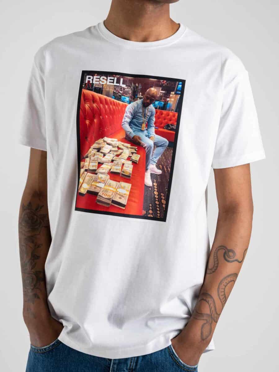 RESELL T-shirt in cotone con stampa FLOYD MAYWEATHER 276 bianco