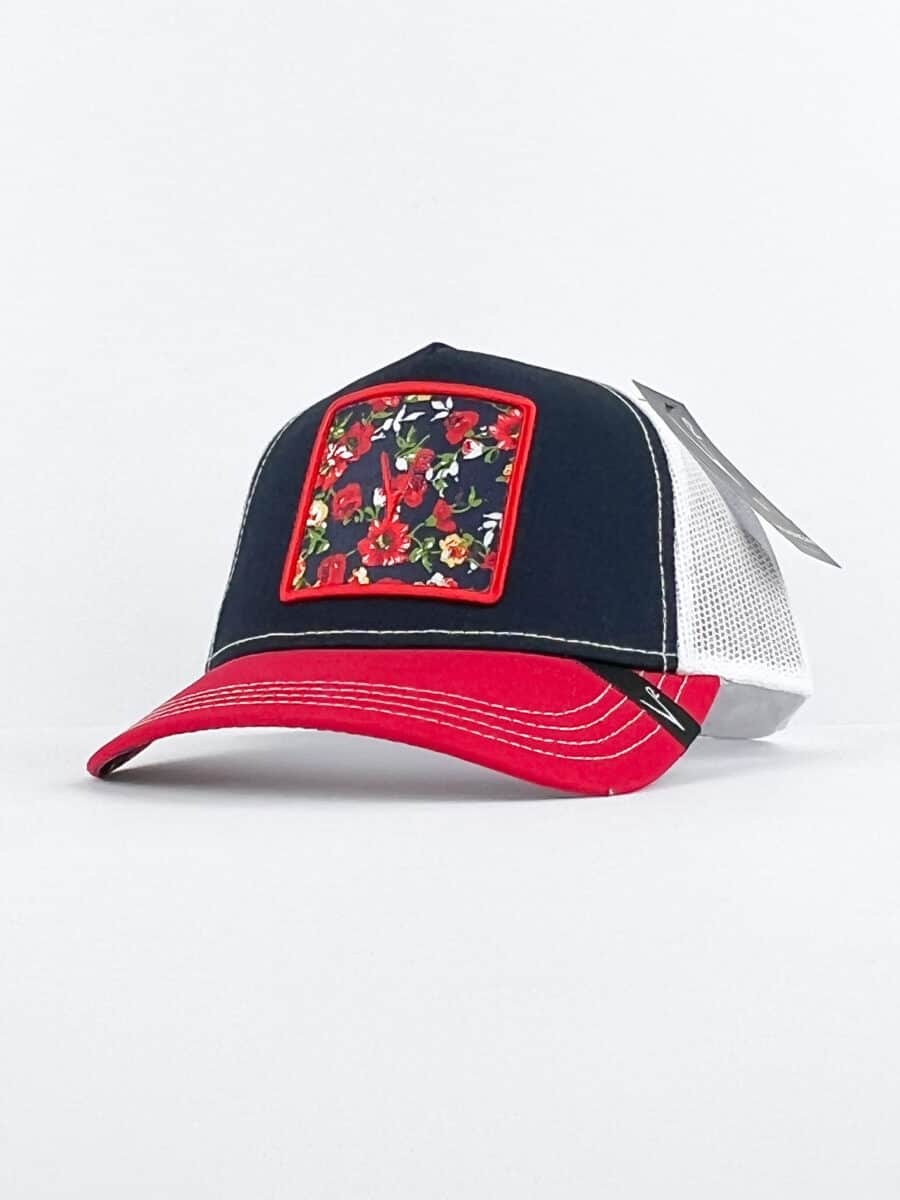 V2 Cappellino blu con becca rossa e patch stampa FIORELINI