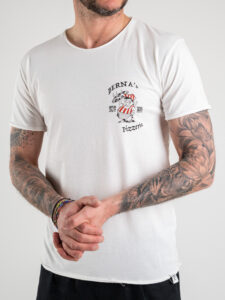 BERNA T-shirt con stampa pizzeria fronteretro 220163 Latte (4)