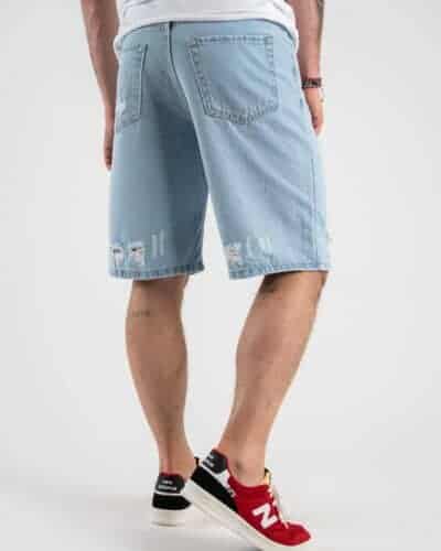 Bermuda in jeans lavaggio chiaro con rotture CR2270 Azzurro Prezzo