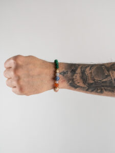Braccialetto elasticizzato con perline colorate AGATA MALACHITE (2)