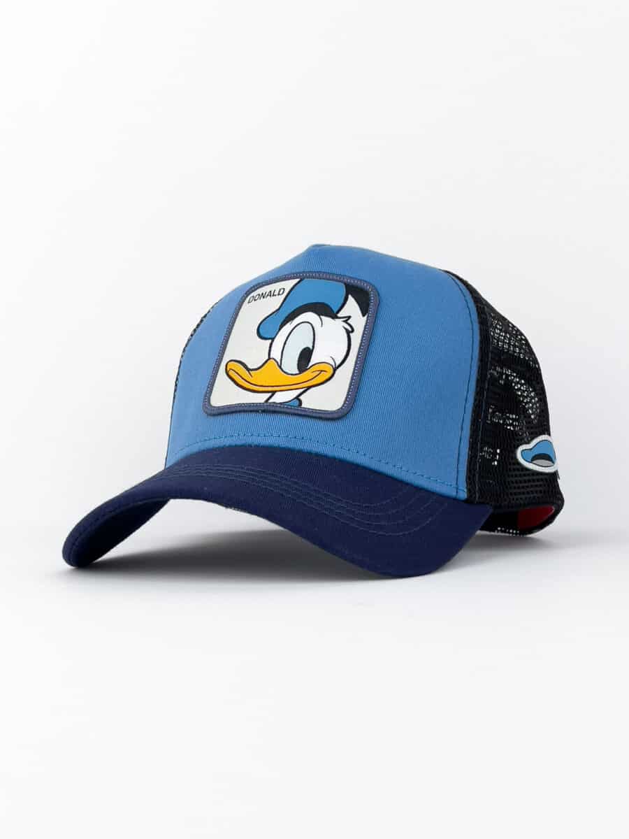 CAPSLAB Cappellino bianco con becca azzurra e patch bianca stampa looney tunes DONALD
