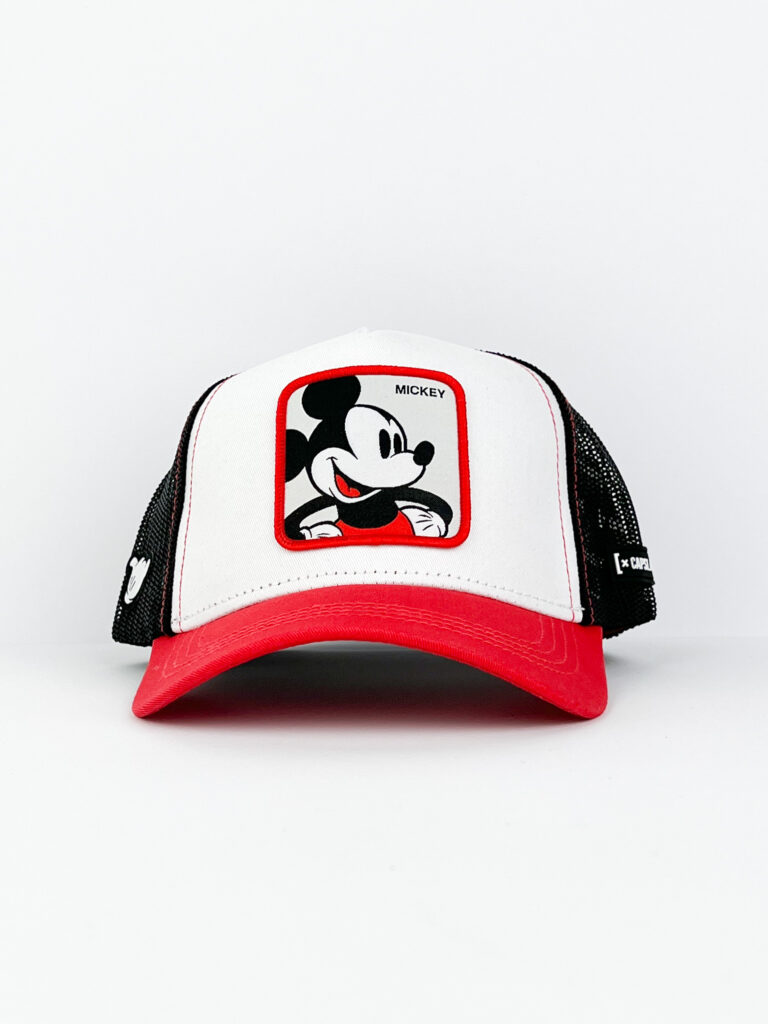 CAPSLAB Cappellino con patch stampa topolino MICKEY2 1 CAPSLAB CAPSLAB Cappellino bianco con becca rossa e patch stampa topolino MICKEY