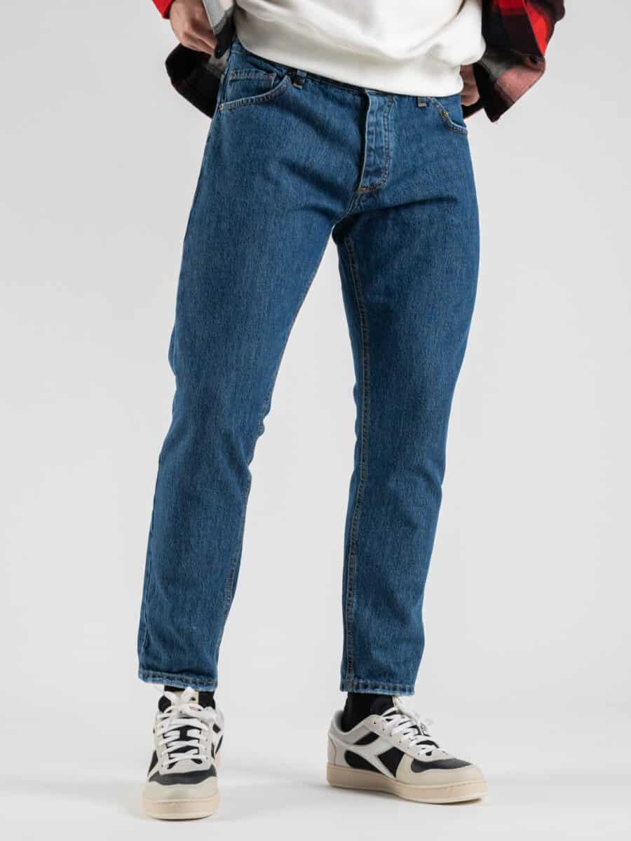ESTASI Jeans blu 100% cotone senza rotture e corto alla caviglia MARADONA
