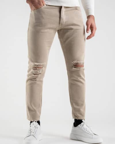 ESTASI Jeans con rotture alle ginocchia KLOPP beige 3 Nuovi Arrivi