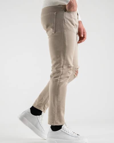 ESTASI Jeans con rotture alle ginocchia KLOPP beige 4 ESTASI ESTASI Jeans 100% cotone con rotture alle ginocchia KLOPP beige