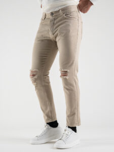 ESTASI Jeans con rotture alle ginocchia KLOPP beige (6)