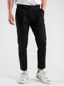 ESTASI Pantalone in gabardina con pinces VIPER 8004 Nero (2)