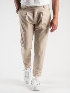 ESTASI Pantalone in tessuto morbido con pinces MILLER 8004 Beige (2)