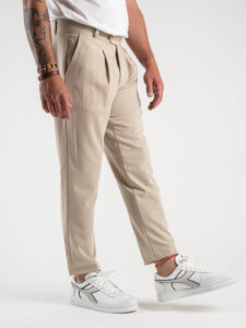 ESTASI Pantalone in tessuto morbido con pinces MILLER 8004 Beige (3)