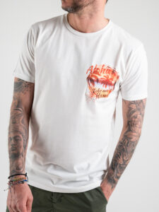 FORWARD MILANO T-shirt con taschino stampa Hawaii X16451 Off White (2)