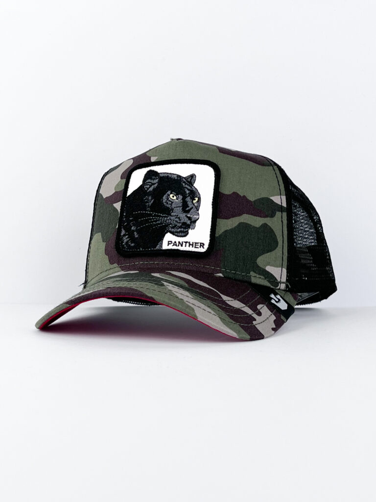 GOORIN BROS Cappellino Camouflage con patch in pelle bianca stampa pantera PHANTHER1 GOORIN BROS GOORIN BROS Cappellino Camouflage con patch in pelle bianca stampa pantera PANTHER