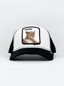 GOORIN BROS Cappellino bianco con becca nera e patch in pelle bianca stampa puma GOUGAR2