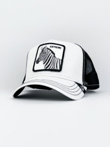 GOORIN BROS Cappellino bianco con retina nera e patch in pelle bianca stampa zebra EXTREME1