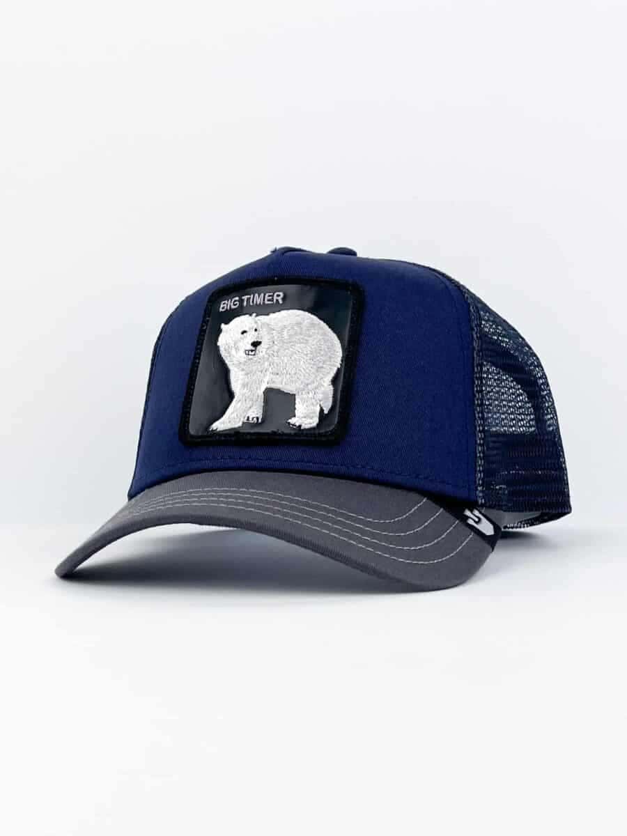 GOORIN BROS Cappellino blu con becca grigia e patch nera stampa orso polare BIG TIMER