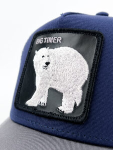 GOORIN BROS Cappellino blu con becca grigia e patch nera stampa orso polare BIG TIMER4