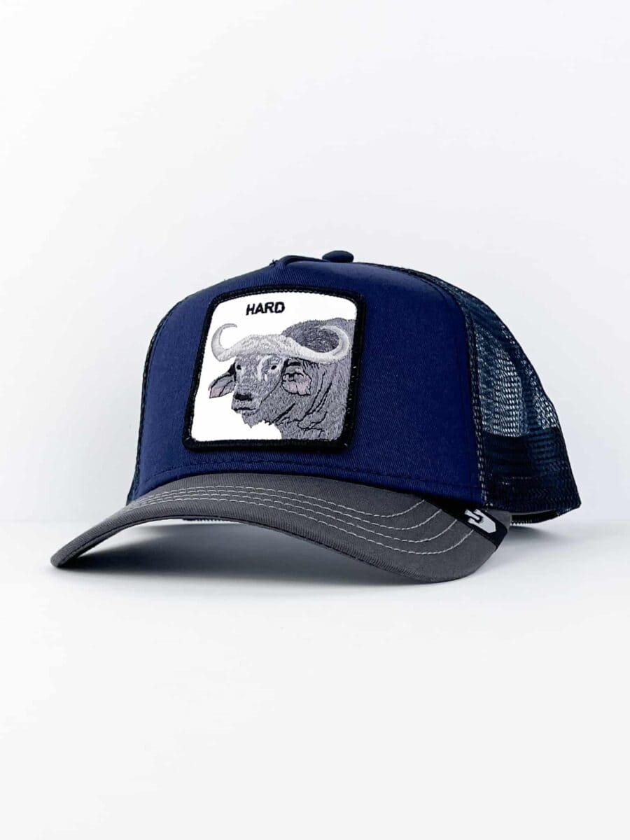 GOORIN BROS Cappellino blu con patch in pelle bianca stampa Bufalo HARD