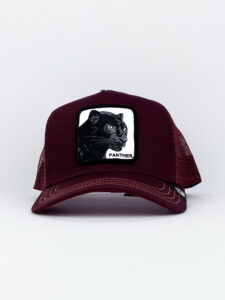 GOORIN BROS Cappellino bordeaux con patch in pelle bianca stampa pantera PHANTER1