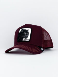 GOORIN BROS Cappellino bordeaux con patch in pelle bianca stampa pantera PHANTER2
