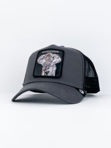 GOORIN BROS Cappellino grigio con retina e patch in pelle nera stampa elefante EXTRA LARGE3