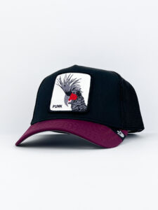 GOORIN BROS Cappellino nero con becca viola e patch in pelle bianca stampa PUNK1