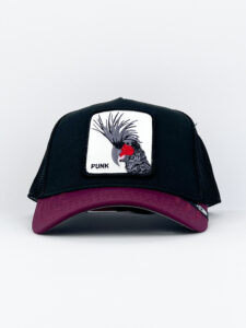 GOORIN BROS Cappellino nero con becca viola e patch in pelle bianca stampa PUNK2