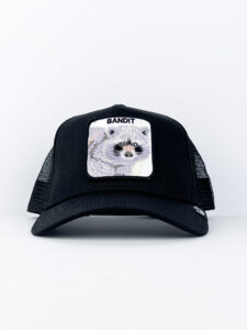 GOORIN BROS Cappellino nero con patch bianca stampa orsetto lavatore BANDIT1