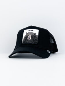 GOORIN BROS Cappellino nero con patch in pelle bianca stampa orso BEAR1