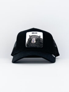 GOORIN BROS Cappellino nero con patch in pelle bianca stampa orso BEAR2