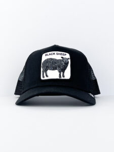 GOORIN BROS Cappellino nero con patch in pelle bianca stampa pecora BLACK SHEEP1
