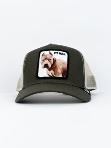 GOORIN BROS Cappellino verde con retina beige e patch bianca stampa PIT BULL1
