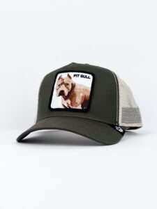 GOORIN BROS Cappellino verde con retina beige e patch bianca stampa PIT BULL2