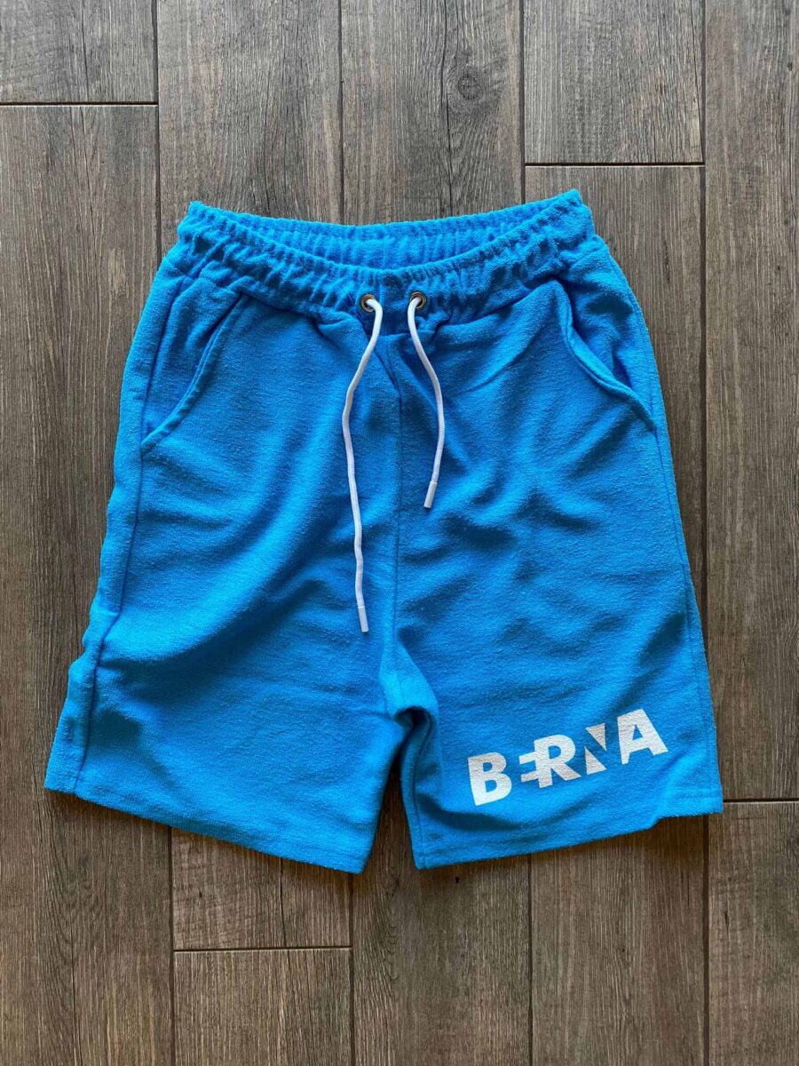 BERNA Bermuda garzato con stampa logo orizzontale 220413 Azzurro